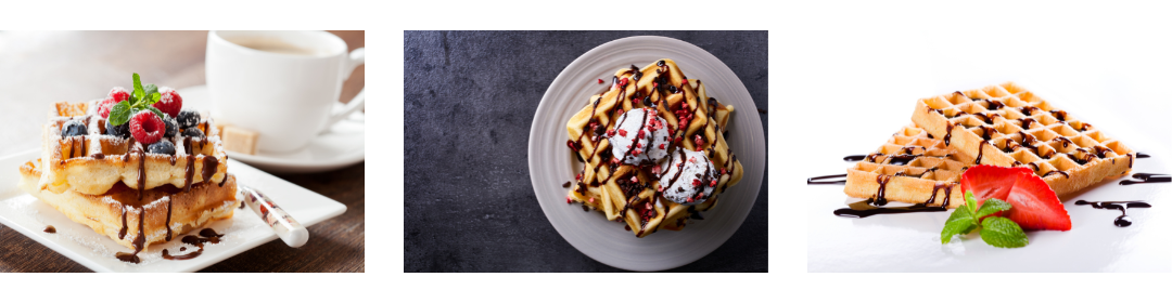 Leckere Waffeln mit Schokosoße