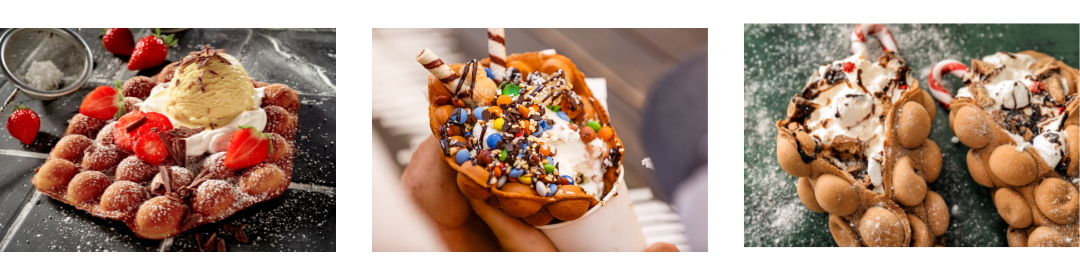 3 Leckere Bubble Waffel mit leckeren Topping