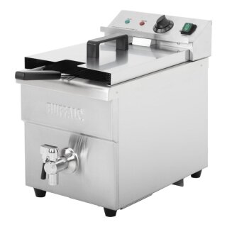 Buffalo Induktionsfritteuse 7,5L - mit Ablassventil, Edelstahl, 220/240V