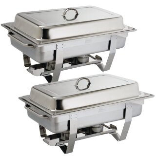 Olympia Chafing Dish Milan 2 Stück - Edelstahl, 2x 9 Liter, 1/1 GN, hochglanzpoliert