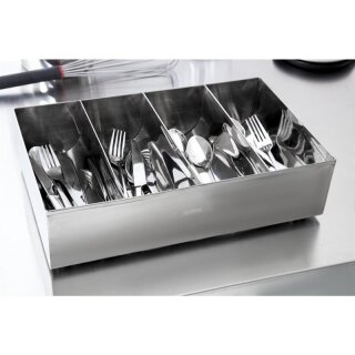 Olympia Besteckhalter Edelstahl – 4 Fächer, Tablett Für Gastronomie, 415x255x105mm