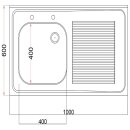 Holmes Komplett Montierte Edelstahl-Spüle Links Abtropffläche Rechts 1000Mm