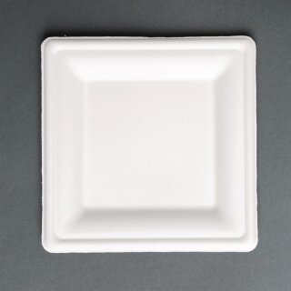 Fiesta Compostable kompostierbare Teller aus Bagasse quadratisch 26,1cm (50 Stück)