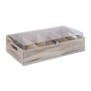 APS Besteckkasten mit Deckel - aus Holz, 4 Fächer, 280 x 130 x 510 mm