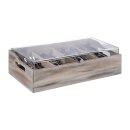 APS Besteckkasten mit Deckel - aus Holz, 4 Fächer, 280 x 130 x 510 mm
