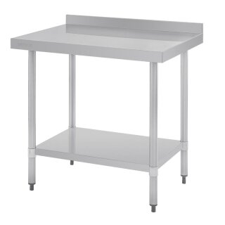 Vogue Arbeitstisch 900x900x700mm mit Grundboden und Aufkantung aus Edelstahl