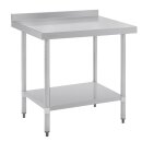 Vogue Arbeitstisch 900x900x700mm mit Grundboden und Aufkantung aus Edelstahl