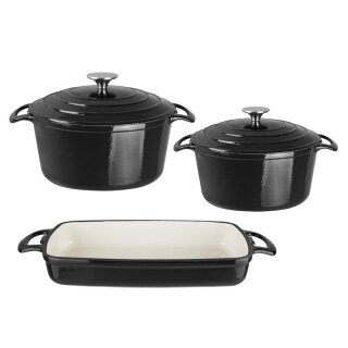 Vogue Kochen Wie Die Profis Set Von 3X Kochgeschirr Aus Gusseisen