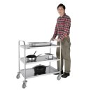 Vogue Abräumwagen mit 3 Etagen - 930 x 860 y 535 mm, Edelstahl, vier Lenkrollen