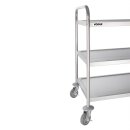 Vogue Abräumwagen mit 3 Etagen - 930 x 860 y 535 mm, Edelstahl, vier Lenkrollen