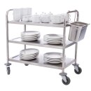 Vogue Abräumwagen mit 3 Etagen - 930 x 860 y 535 mm, Edelstahl, vier Lenkrollen