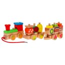 Holzlokomotive mit Sortierern für Kinder ab 3 Jahren, sensorisches Spielzeug + 27 Blöcke