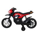 Batteriebetriebener Motor Night Rider für Kinder Rot + Stützräder + MP3-USB + Gas im Gashebel