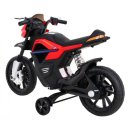 Batteriebetriebener Motor Night Rider für Kinder Rot + Stützräder + MP3-USB + Gas im Gashebel