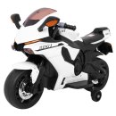 R1 Elektro-Superbike für Kinder Weiß + Stützräder + Hupe + LED-Leuchten