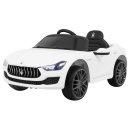 Batteriebetriebener Maserati Ghibli für Kinder Weiß + Fernbedienung + Freistart + EVA + MP3-USB + LED