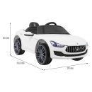 Batteriebetriebener Maserati Ghibli für Kinder Weiß + Fernbedienung + Freistart + EVA + MP3-USB + LED