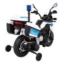 Batteriebetriebenes Polizeimotorrad BMW F850 GS für Kinder + Stützräder + Sirene + Beleuchtung + 2 Koffer + Gratis-Start