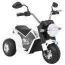 Batteriebetriebenes MiniBike-Motorrad für Kinder, Weiß + Sounds + LED-Lichter + Öko-Leder