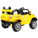 JJ batteriebetriebenes Geländefahrzeug für Kinder Gelb + Fernbedienung + Aufbewahrung + Licht + Audio