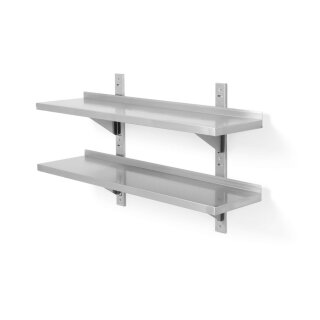 Hendi Wandregal mit zwei Böden aus Edelstahl mit Wandbefestigung 1000x300x600mm