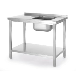Hendi Spültisch Becken links mit Grundboden und Aufkantung 800x600x850mm