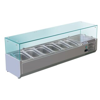 KBS Kühlaufsatz mit geradem Glasaufbau 1500x395x435 mm GN 1/3 steckerfertig 230V