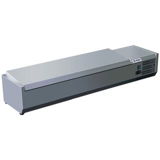 KBS Kühlaufsatz mit klappbaren CNS Deckel 1500x395x280 mm steckerfertig GN 1/3