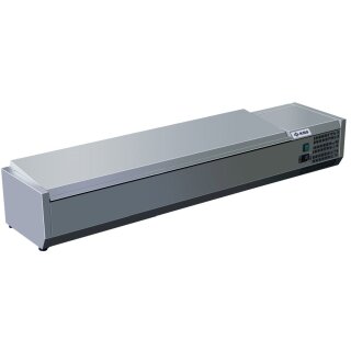 KBS Kühlaufsatz mit klappbaren CNS Deckel 1800x395x280 mm steckerfertig GN 1/3