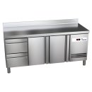 Kühltisch Ready KT3002 mit Arbeitsplatte, Aufkantung 2 Türen 2 halbe Schubladen