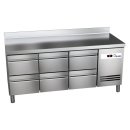 Kühltisch Ready KT3006 mit Arbeitsplatte, Aufkantung 6 halbe Schubladen
