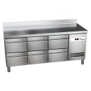 Kühltisch Ready KT3616 mit Arbeitsplatte, Aufkantung 6 halbe Schubladen