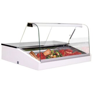 KBS Panorama-Mehrzweckvitrine 990mm – LED, Rückschiebescheiben, weiß