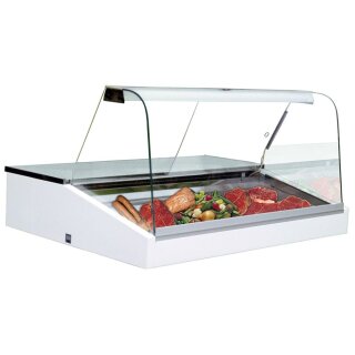 KBS Mehrzweckvitrine 1300x945x730 mm Aufsatzgerät Rückschiebescheiben weiß