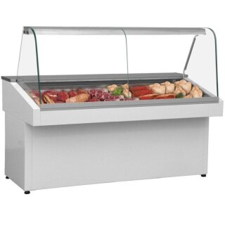 KBS Mehrzweckvitrine 1700x765x1210 mm Rückschiebescheiben weiß pulverbeschichtet