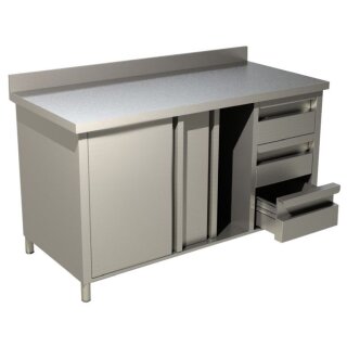 KBS Arbeitsschrank mit Schiebetüren, Schubladen und Aufkantung 160 x70 x85 cm