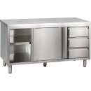 KBS Arbeitsschrank mit Schiebetüren, Schubladen und Aufkantung 160 x70 x85 cm