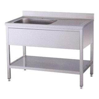 KBS Spültisch 1000x600x850 mm mit Aufkantung 1 Becken links mit Grundboden