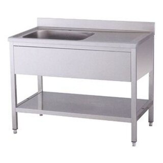 KBS Spültisch 1400x700x850 mm mit Aufkantung 1 Becken links mit Grundboden