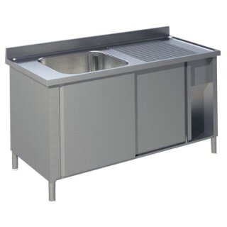 KBS Spülschrank 1400x700x850 mm mit 1 Becken links mit Schiebetüren