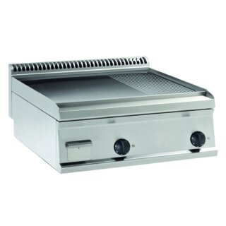 KBS Elektrogrillplatte 2/3 Glatt+1/3 Gerillt  Hartverchromt 2 Heizzonen