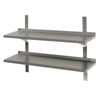 KBS Wandbord 2 Böden mit Aufkantung 1000x400x40 mm  Edelstahl mit Handschutzfalz