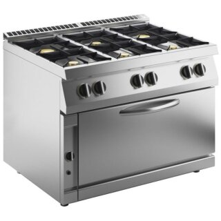 KBS Gasherd 6 Brenner mit Jumbo Gas Ofen 6x 6 kW 1200x730x900 mm Piezozündung