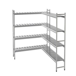 KBS Regaleinrichtung L-förmig 1580x400x1600 mm Aluminium eloxiert PVC bis 75 kg