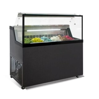 KBS Speiseeis Verkaufsvitrine 439 Liter 1655x677x1190mm geradem Glasaufbau grau