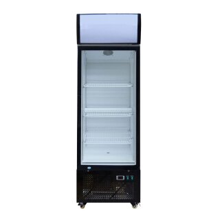 Gastro Kühlschrank mit Werbetafel -305 Liter, 1 Glastür, abschließbar
