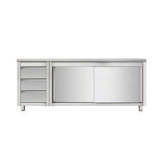 Arbeitsschrank mit Schiebetüren und Schubladenblock Links, 2000 X 700 mm