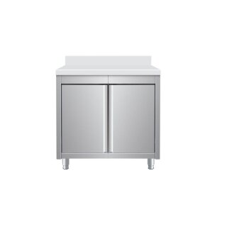 Arbeitsschrank aus Edelstahl, mit Aufkantung, 800x600x950mm