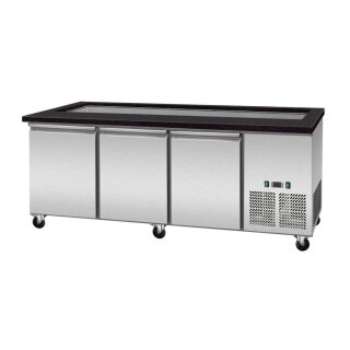 Snack-Line, Kalte Theke, 5X Gn1/1, Granit Star Galaxy Schwarz, Ohne Glasaufbau 188X82X85.5