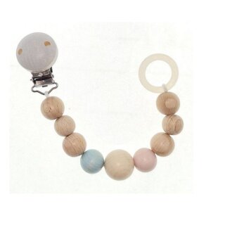 Hess Schnullerkette Nature Rosa/Blue Holz Babykette - Made In Germany